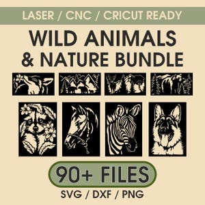 90+ Wild Animal and Nature Silhouettes | Dxf SVG PNG | Laser, CNC, Cricut Vector Files