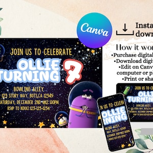 Invito di compleanno di Storybots, compleanno spaziale