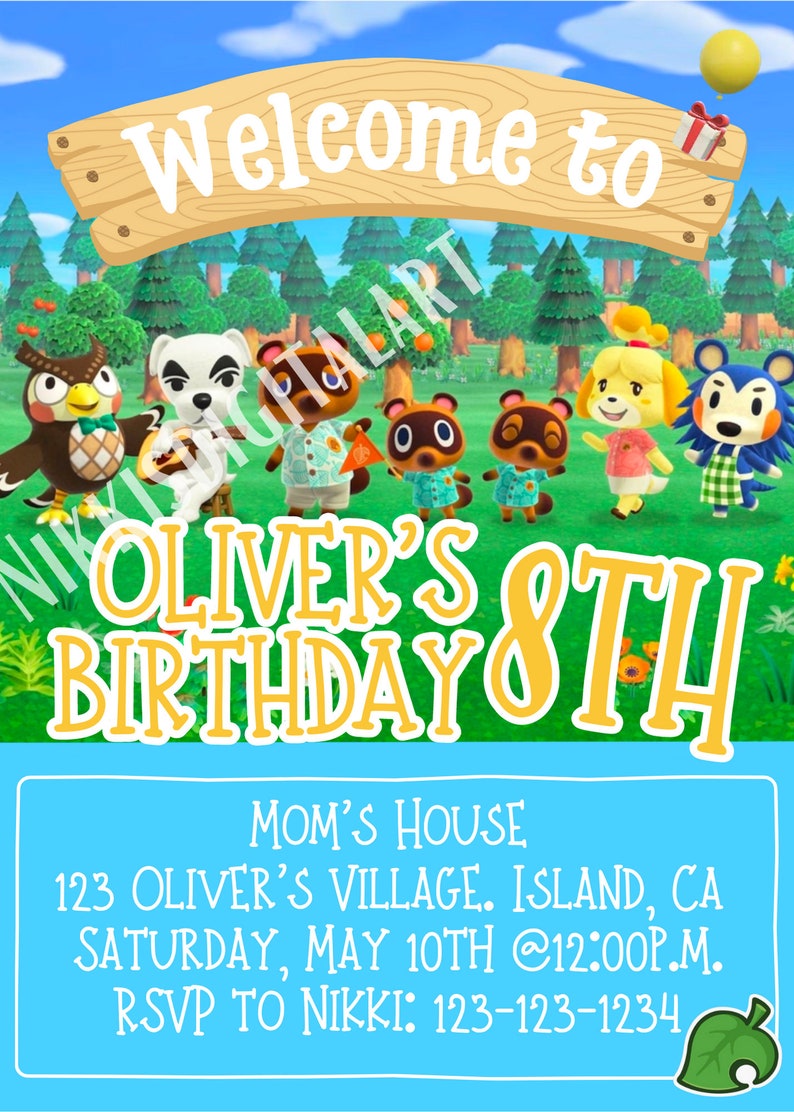 Animal Crossing Birthday Invitation Etsy
