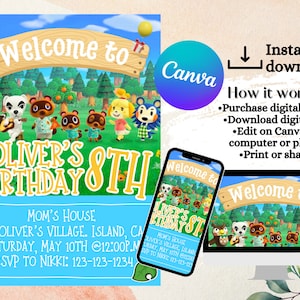 Invito di compleanno di Animal Crossing