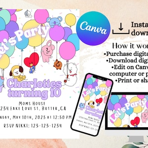 BT21 Birthday Invitation, BTS
