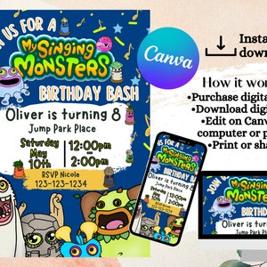 My Singing Monsters Birthday Invitation