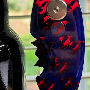 Foo Fighters (FF) - RED & Blue - Beer Bottle Opener - Tribute - Carbon Fiber Wax Cutter - MNopeners