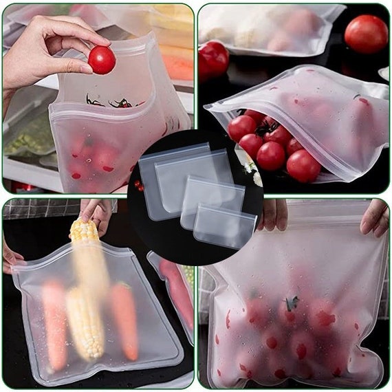 Silicone Food Storage Bag Reusable Stand up Zip Shut Bag 