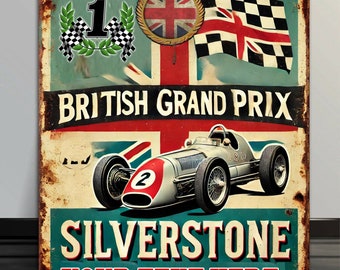 Personalised Silverstone British Grand Prix F1  Race Track Garage   workshop Metal sign retro classic RLM02