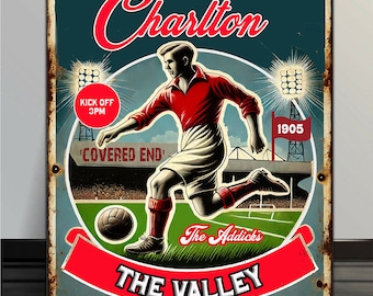 PERSONALISED Charlton Athletic Football Fans Nostalgia Vintage Bar Man Cave  Large Retro Metal Sign RNV51