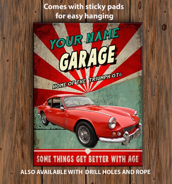 Personalised TR6 Metal Wall Sign Retro Vintage Garage Sign RS94
