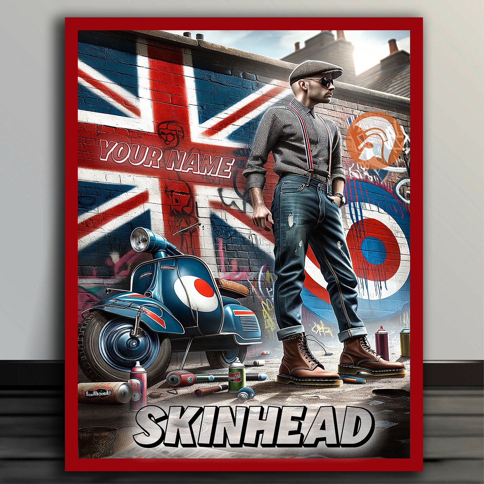 Personalised Skinhead Scooter Mod Ska Retro Vintage Metal Wall