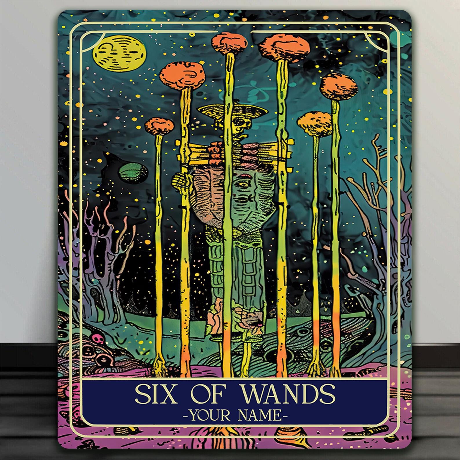 Personalised Six of Wands Tarot Sign Oracle Hanging Metal Wall