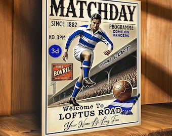 PERSONALISED Queens Park  Programme  Fans Nostalgia Add Your Name Large  Vintage Bar Man Cave  Retro Metal Sign PCS73