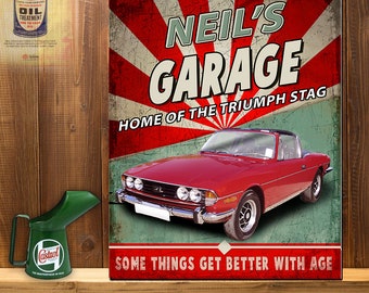 Personalised Triumph Stag Metal Wall Sign classic retro Garage sign RS464