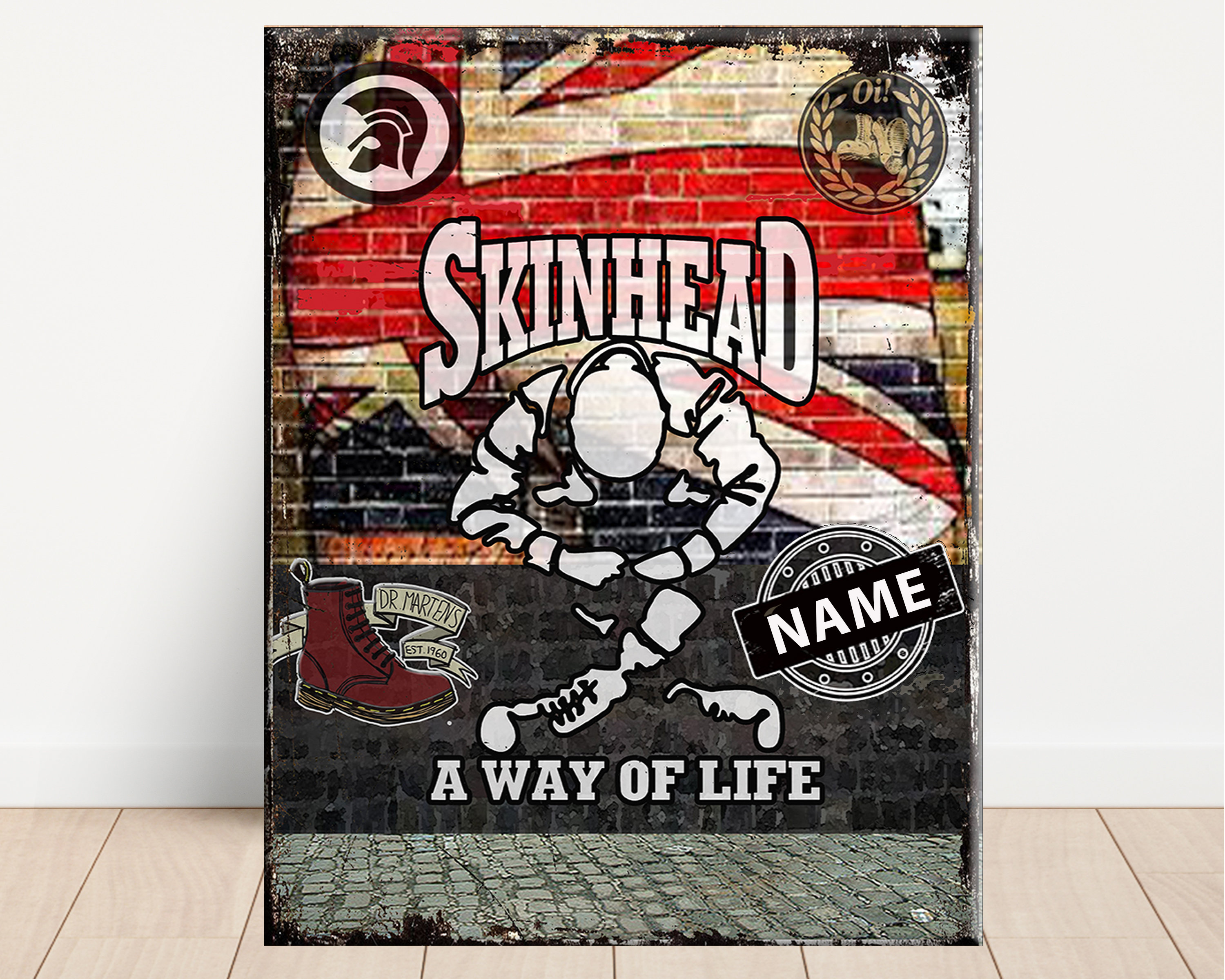 Personalised Skinhead Ska Mod Rude Boy Retro Metal Sign Man Cave