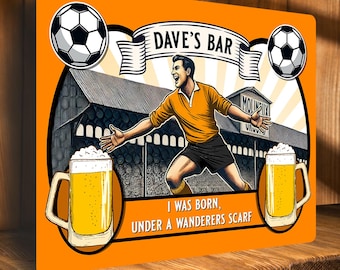 Personalised Wolverhampton Football Bar Sign Custom Home Pub Metal Beer Plaque Man Cave Shed Footie Stadium Dad Birthday Gift Add Name SBS94