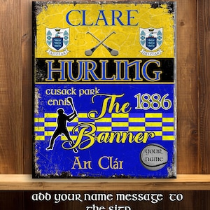 Personalised Clare  GAA Football Gaelic games Irish Bar Mancave  Add your Name  Metal wall sign RS371