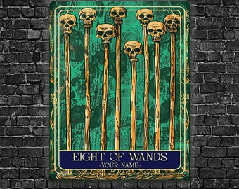 Personalised Eight of Wands Tarot Sign Oracle Hanging Metal Wall