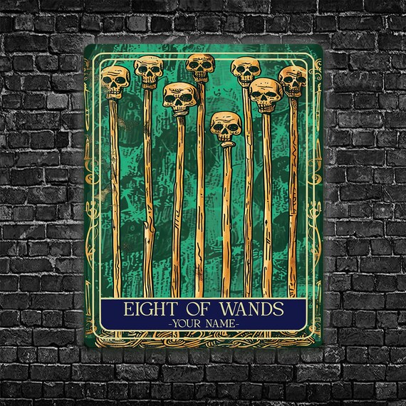 Personalised Eight of Wands Tarot Sign Oracle Hanging Metal Wall