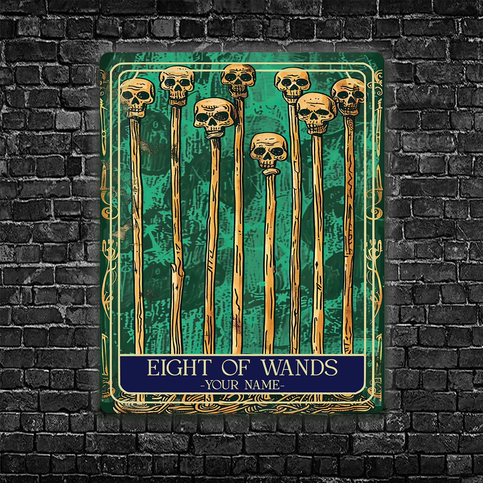 Personalised Eight of Wands Tarot Sign Oracle Hanging Metal Wall
