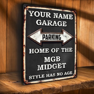 MGB MIDGET Parking Sign Personalised Car Garage Metal Wall Plaque Retro Vintage Dad Gift