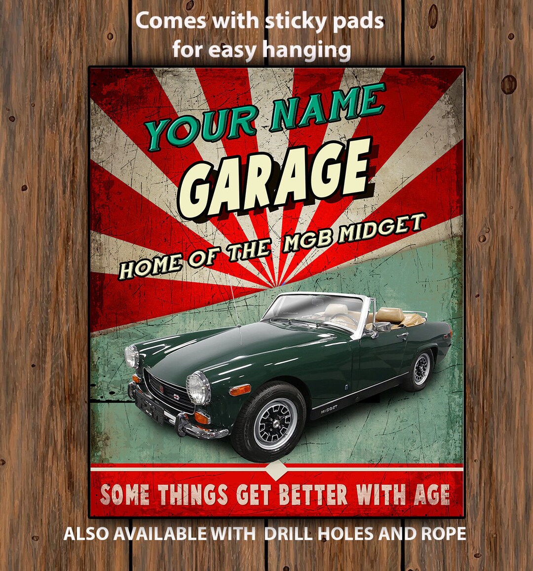 Fresh Look at Personalised Mgb Midget Metal Wall Sign Retro Vintage Garage Sign