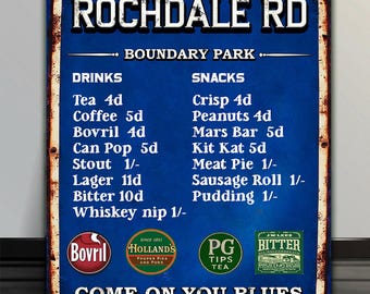 Oldham Football Vintage Snack Bar Terrace Sign Metal Wall Plaque Retro Dad Birthday Concession Stand Gift RBS42