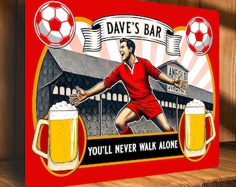 Personalised Liverpool Football Bar Sign Custom Home Pub Metal Beer Plaque Man Cave Shed Footie Stadium Dad Birthday Gift Add Name SBS49