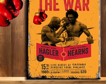 Marvin Hagler v Thomas Hearns fight boxing wall sign poster RS404