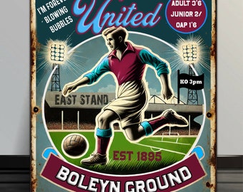 PERSONALISED West Ham Football Fans Nostalgia Vintage Bar Man Cave  Retro Metal Sign RNV06