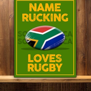 Personalised  South Africa Rugby Fans Add your Name Bar Mancave  club office   Metal wall sign Rwc10