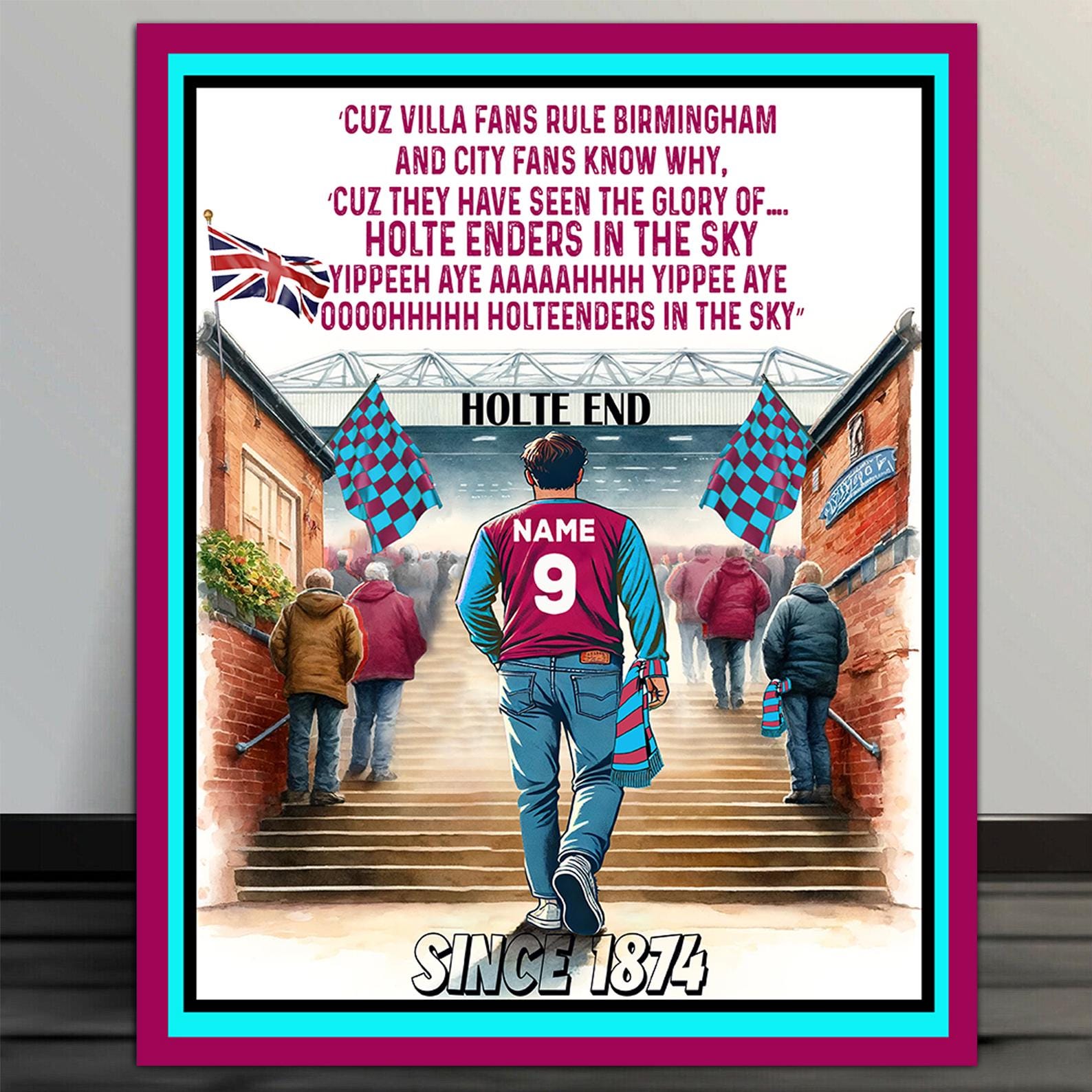 Aston Villa Football Club Fabric Bunting Banner – Perfect Birthday Or Christmas Gift