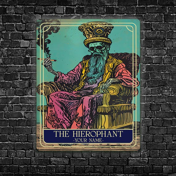 Personalised the Hierophant Tarot Sign Oracle Hanging Metal Wall