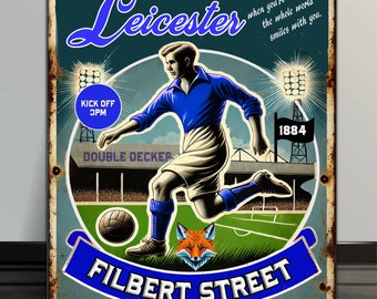 PERSONALISED Leicester City Football Fans Nostalgia Vintage Bar Man Cave  Retro Metal Sign RNV26