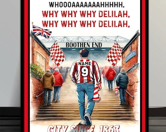 Personalised  Stoke City Football  Fans  Stadium Artwork  Add your Name Retro vintage  metal  wall sign SFS71
