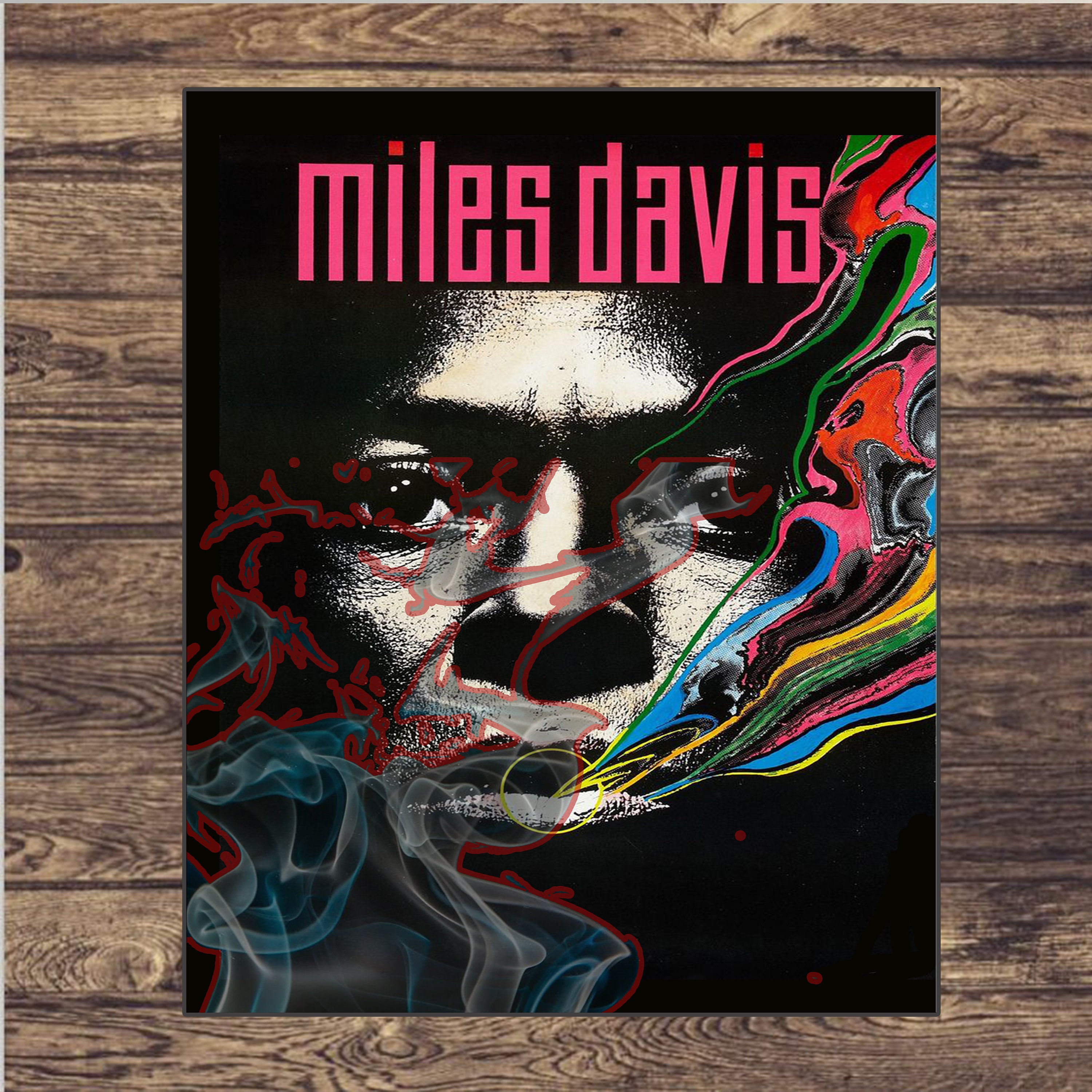 Miles Davis サイン色紙　アート フレーム付き Miles Davis サイン色紙 アート フレーム付き