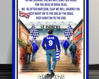 Personalised  Birmingham City Football Fans  Stadium Artwork  Add your Name Retro vintage  metal  wall sign SFS06