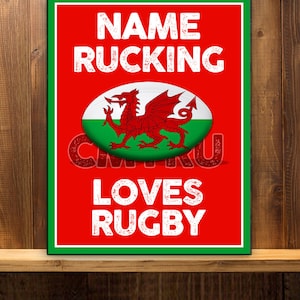 Personalised  Wales Cymru  Rugby Fans Add your Name Bar Mancave  club office   Metal wall sign Rwc11
