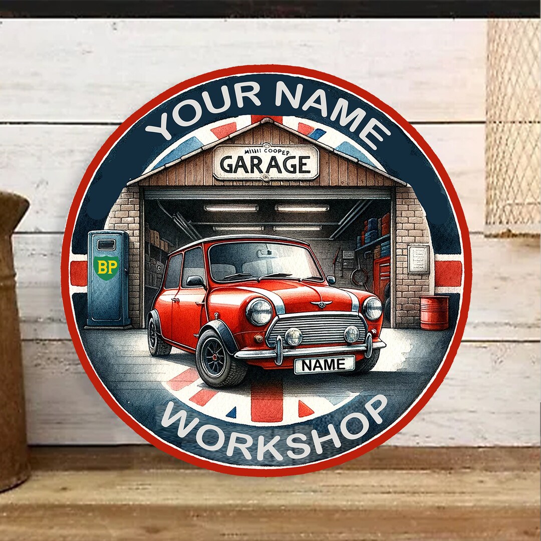 Letrero metálico para pared personalizado de Mini Cooper redondo, coche ...