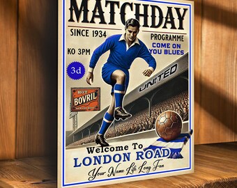 PERSONALISED Peterborough United Football  Programme  Fans Nostalgia Add Your Name Large  Vintage Bar Man Cave  Retro Metal Sign PCS70