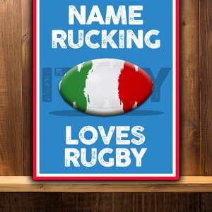 Personalised Italy   Rugby Fans Add your Name Bar Mancave  club office   Metal wall sign Rwc06