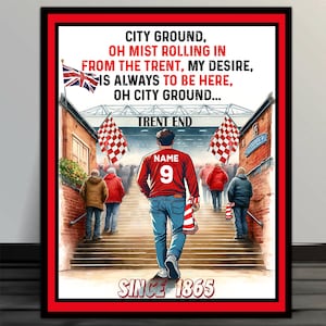 Nottingham Forest Football Fans Stadium Opera d'arte personalizzata Aggiungi il tuo nome Cartello da parete in metallo retrò vintage SFS53