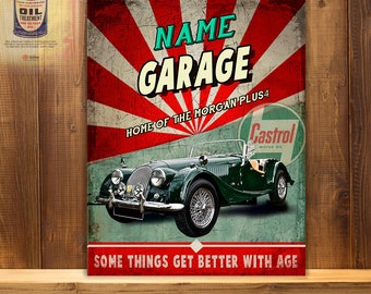 Personalised Morgan Plus 4 Metal wall sign reto garage wall sign CS23