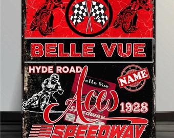 Personalised  Belle Vue Aces Speedway  motorcycle metal wall garage sign RS346