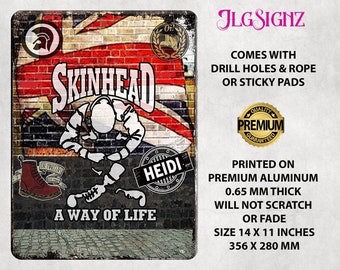 Personalised Skinhead Ska Mod Rude Boy Retro Metal Sign Man Cave