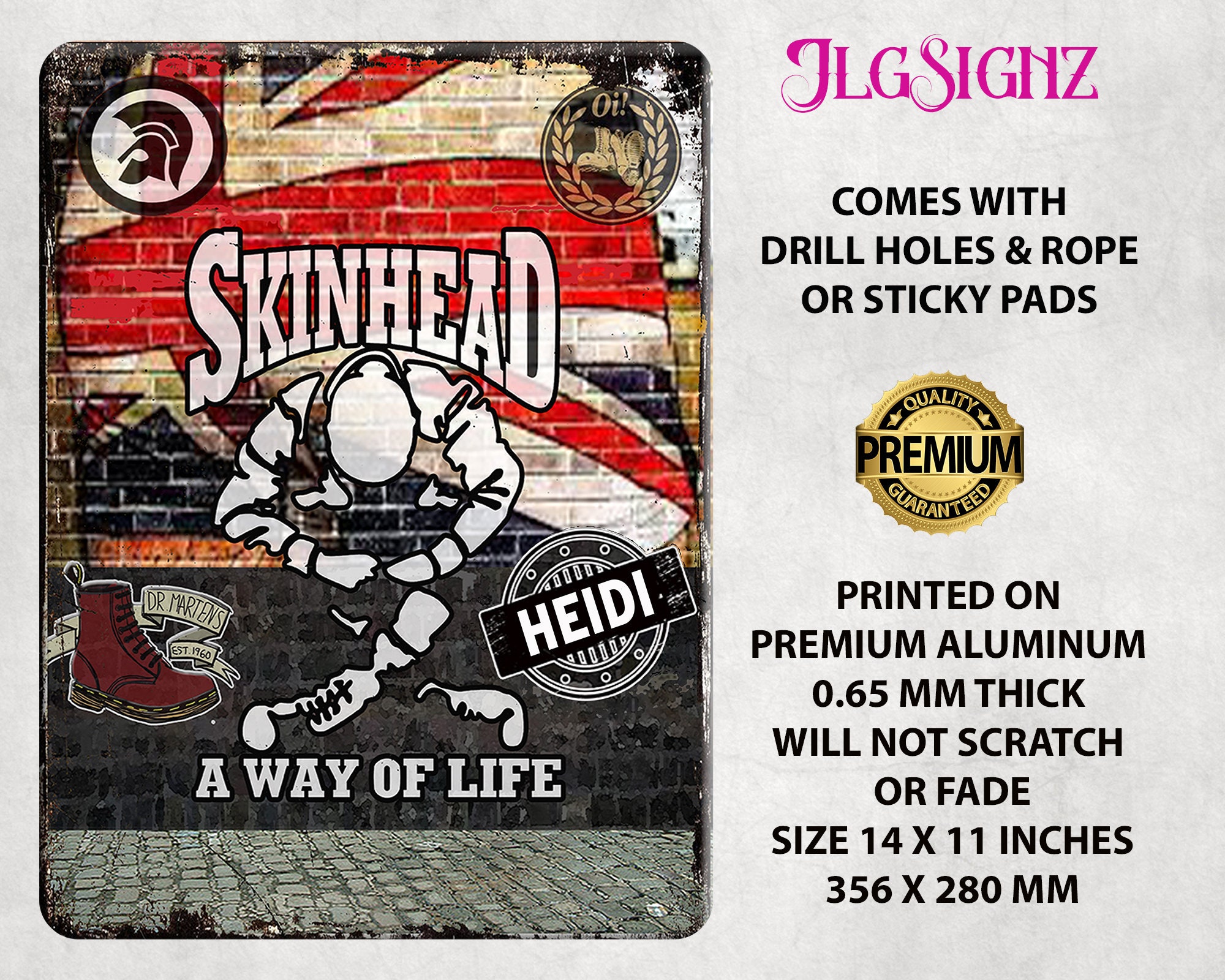 Personalised Skinhead Ska Mod Rude Boy Retro Metal Sign Man Cave