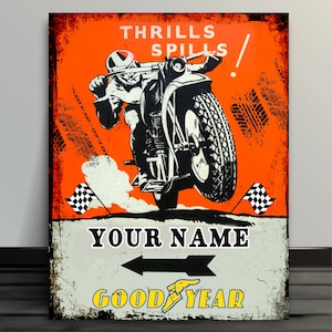 Personalised Goodyear Moto Cross scrambling dirt bike   garage workshop auto repair metal wall garage sign RS341