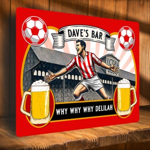 Letrero personalizado de Stoke Football para bar, pub, cerveza, cueva de hombre, estadio, regalo de cumpleaños para papá, añadir nombre, SBS84