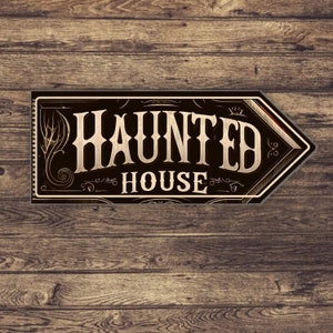 Jahrmarkt Fahrt Haunted House Neuheit Geschenk Haus Vintage-Stil Metall Wandschild