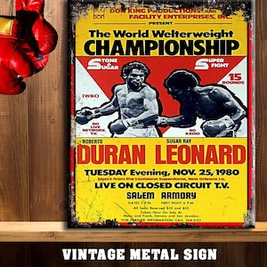 Roberto Duran v Sugar Ray Leonard Fight Boxing metal sign poster RS396