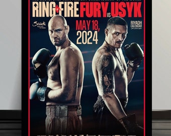 Fury V Usyk Ring Of  Fire Undisputed Fight Boxing Metal Wall Sign Poster RFU1