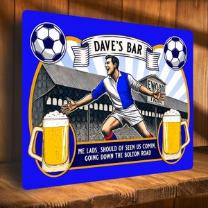 Letrero de bar de fútbol Blackburn personalizado, placa de metal para cerveza, pub, cueva de hombre, cobertizo, estadio de fútbol, regalo de cumpleaños para papá, añadir nombre SBS06