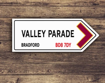 Bradford City Street Arrow Stadium  Ground Football Fans vintage Metal Sign RAS09